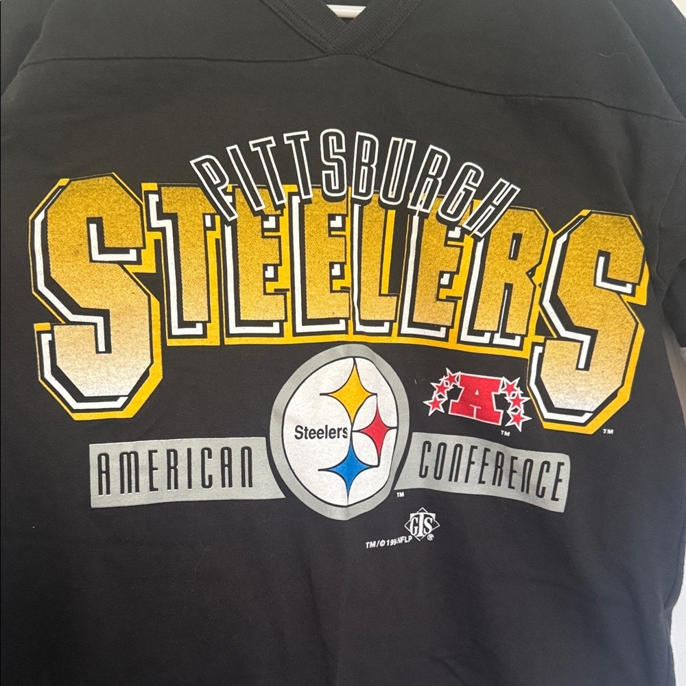 Vintage Pittsburgh Steelers NFL Black & Gold Football Jersey Tee - Picture 2 of 7